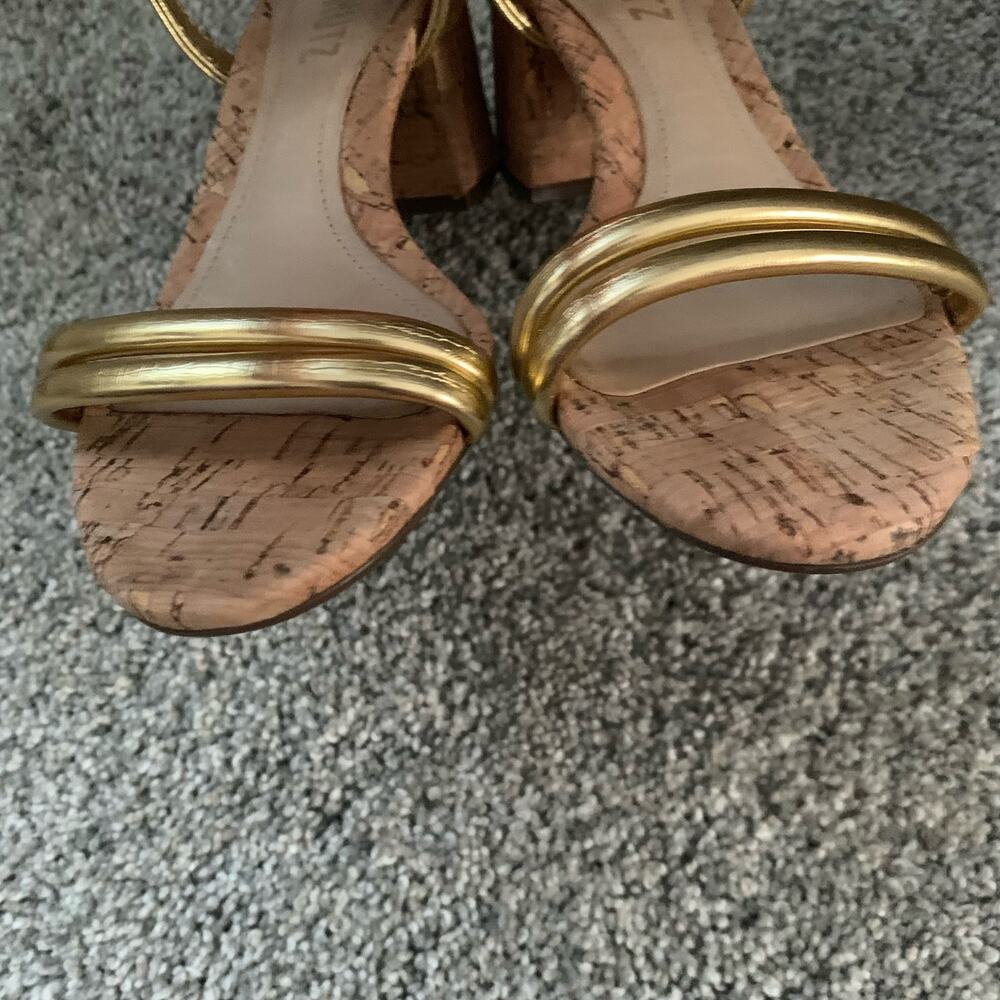 Schutz Gimenez Evereve Leather Sandals w/ Cork Heel - Size 5 - EUC - Picture 9 of 16
